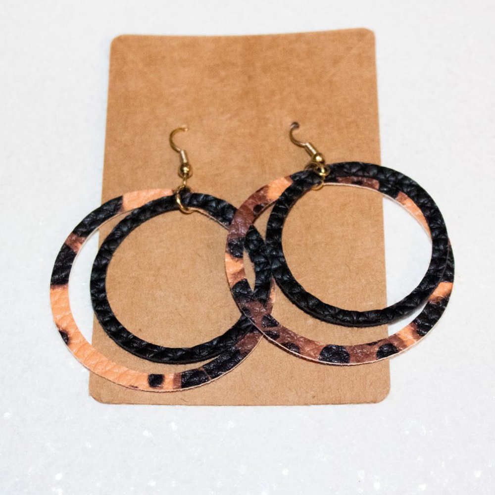 Faux leather cheetah print earrings